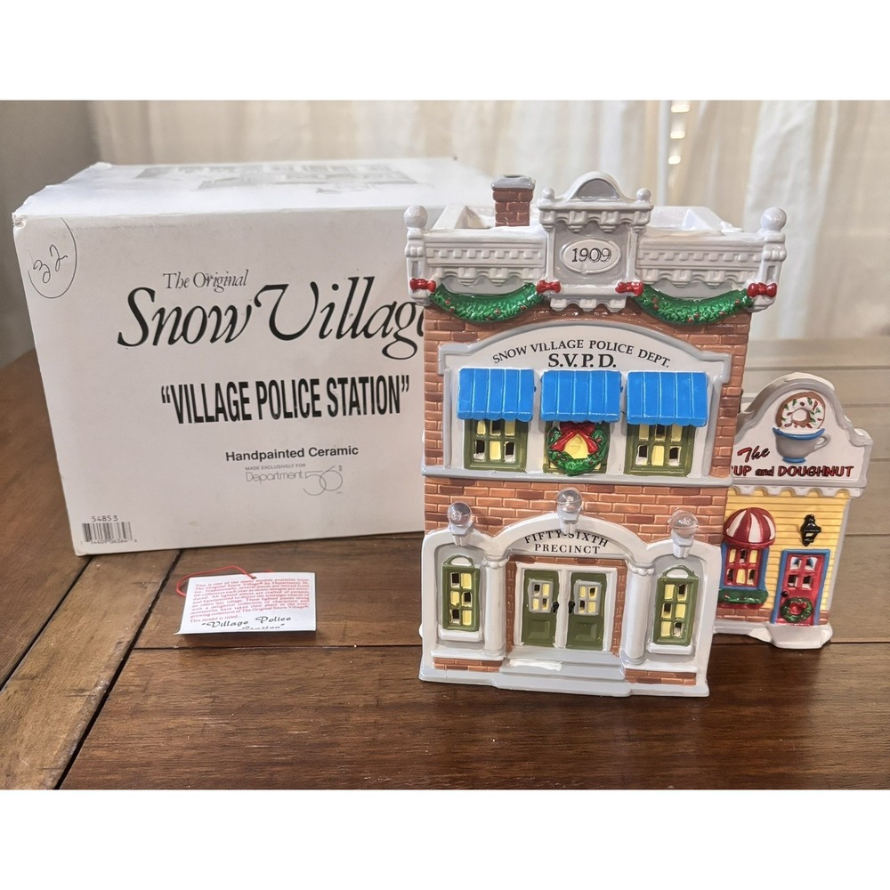 Dept 56 Snow Village Police Station 56th Precinct 54853 w/Box & Light Cord READ